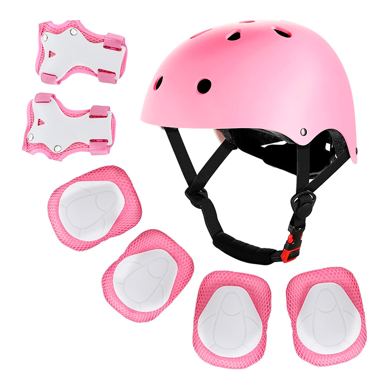 Patines 4 Rueda Rosa Ajustable Para Niña + Kit De Proteccion Rosado