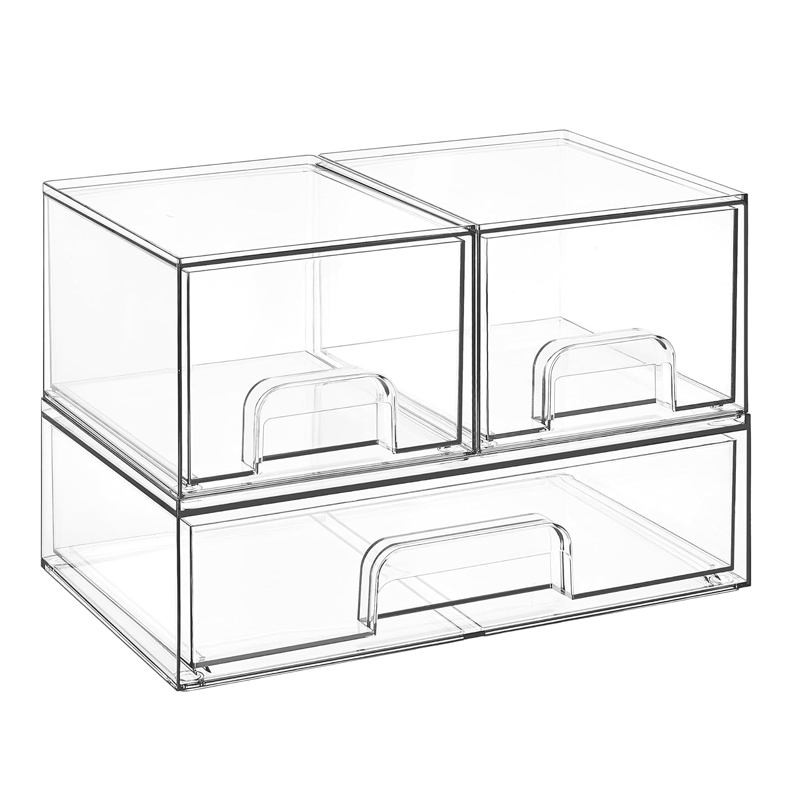 Set 3 Cajones de Almacenamiento Apilables Set Organizadores de Maquillaje Contenedores Versátiles