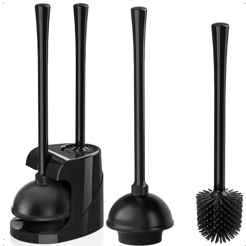 Set 2 en 1 para WC Cepillo de Inodoro y Destapador de Cañeria Sopapo con Soporte