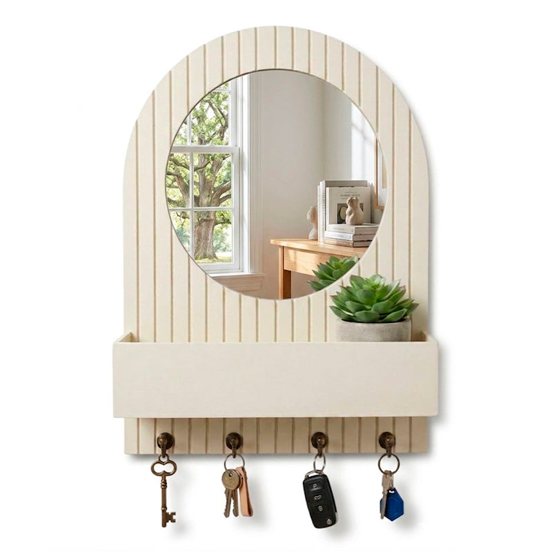 Repisa con Espejo Organizador Soporte de Pared para Llaves