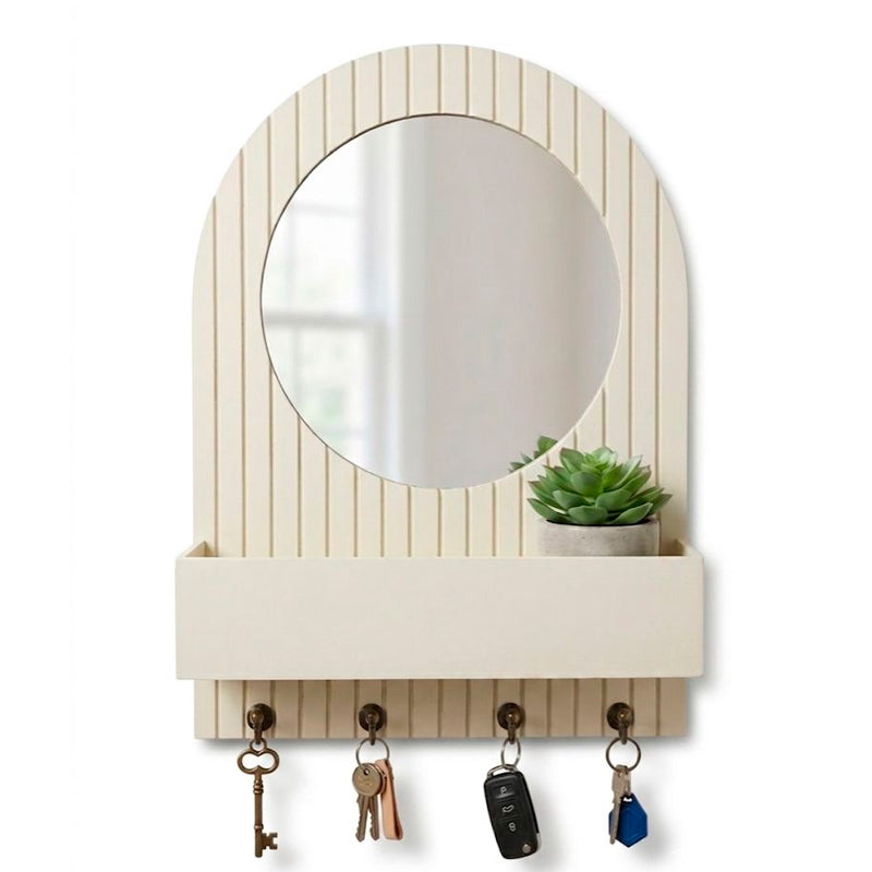 Repisa con Espejo Organizador Soporte de Pared para Llaves