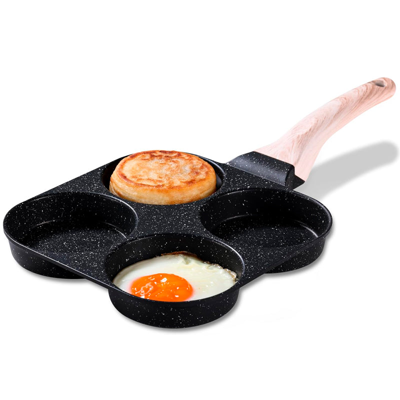 Sartén Antiadherente de Cuatro Compartimentos Sarten con División para Huevos Fritos