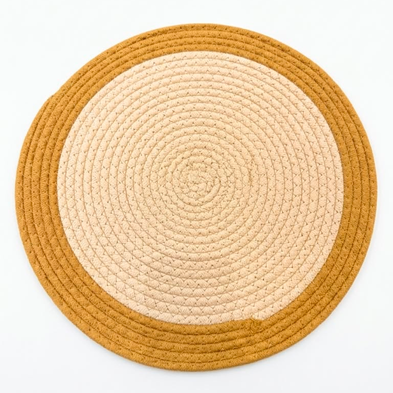 Individual Trenzado Cuerda de Algodoon Mantel Redondo De 38cm