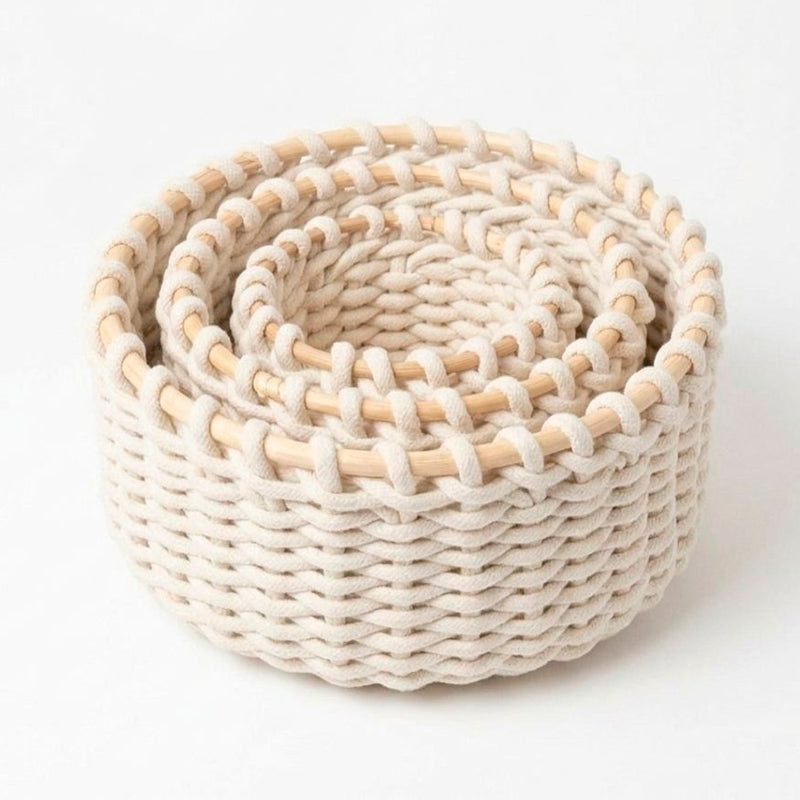 3 Canasto Organizador Tejido Natural Para Decoración Hogar