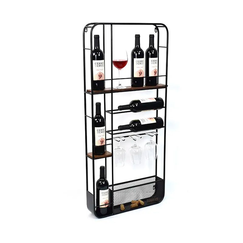 Rack de Almacenamiento de Vino Estante Flotante Soporte para Botellas de Vino y Copas