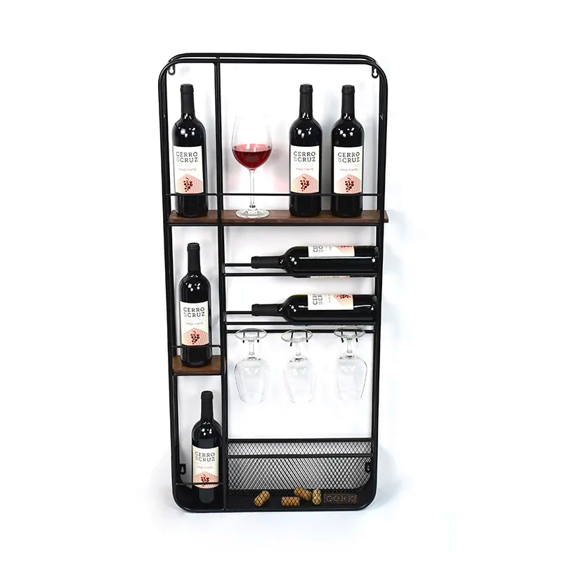 Rack de Almacenamiento de Vino Estante Flotante Soporte para Botellas de Vino y Copas