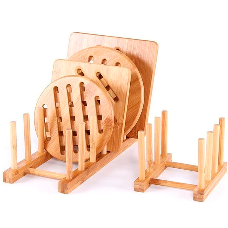 Soporte Para Platos Y Tapas De Madera Organizador De Cocina