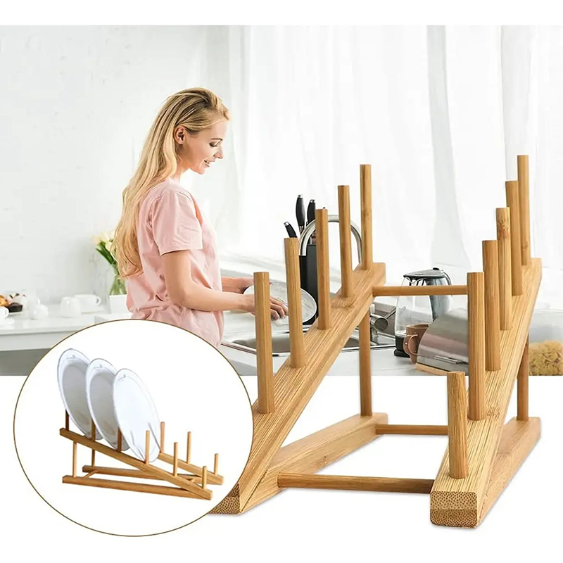 Soporte Inclinado Para Platos Y Tapas De Madera Organizador De Cocina 1255