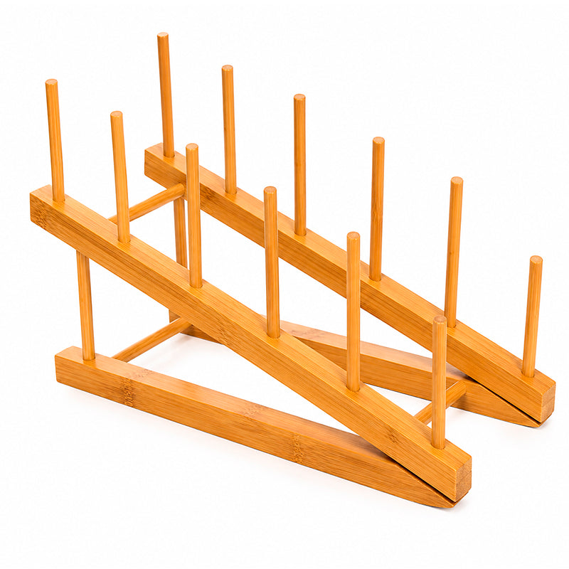 Soporte Inclinado Para Platos Y Tapas De Madera Organizador De Cocina 1255