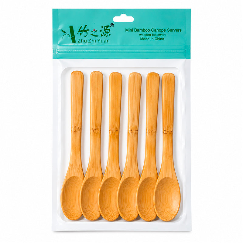 Set 6 Cucharas Bambu Natural Reutilizable Cucharita Salsas
