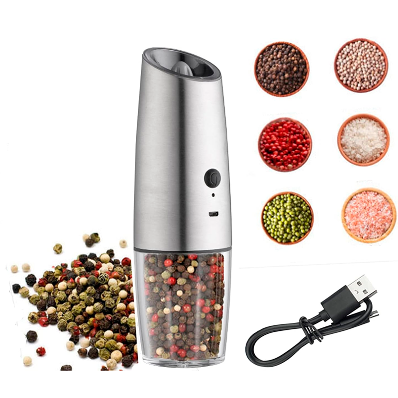 Molinillo de Pimienta Eléctrico Salpimentero Inalambrico de Acero Inoxidable Recargable USB
