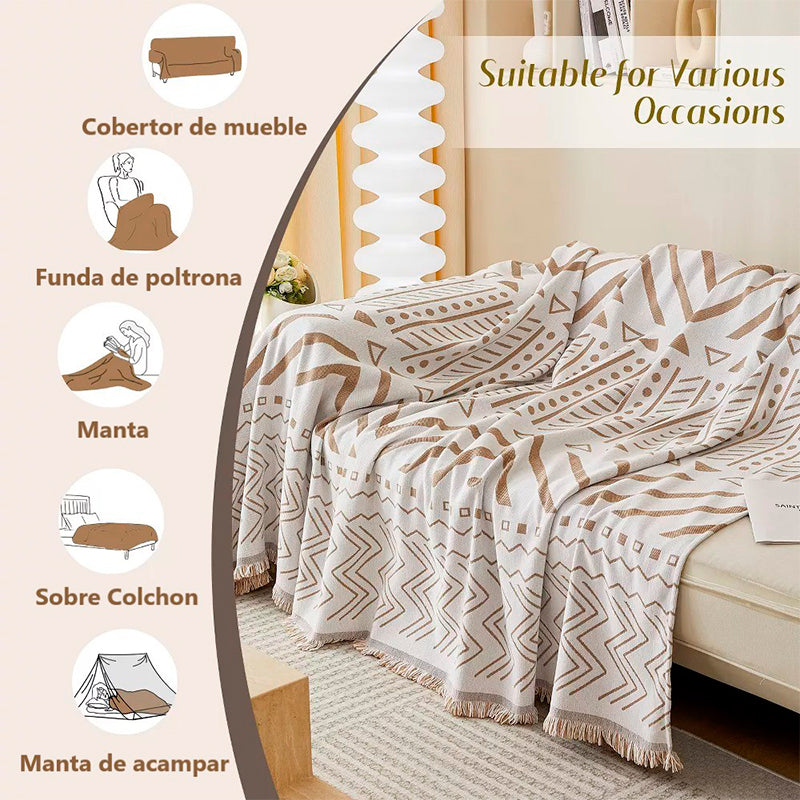 Frazada Reversible 2 en 1 Cubresofá Manta Premium De Living Dormitorio Sillon 180x230cm
