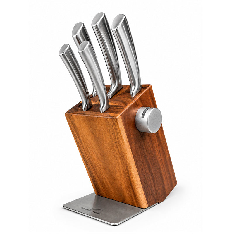 Set De Cuchillos Cocina Acero Inoxidable 5 Piezas + Base