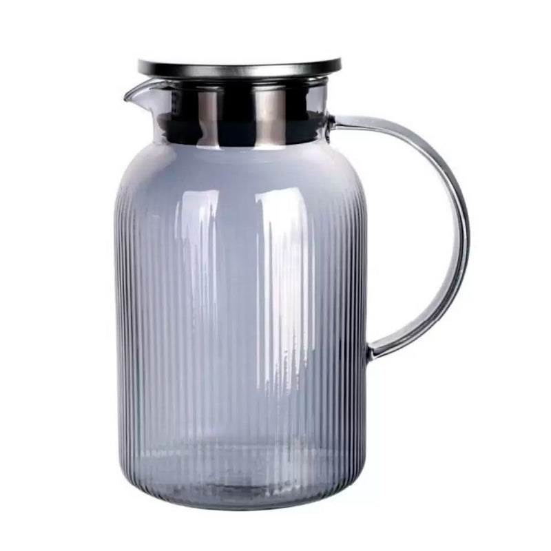 Juego de Jarra De Vidrio Elegante Con Tapa De Acero Inoxidable y 6 vasos