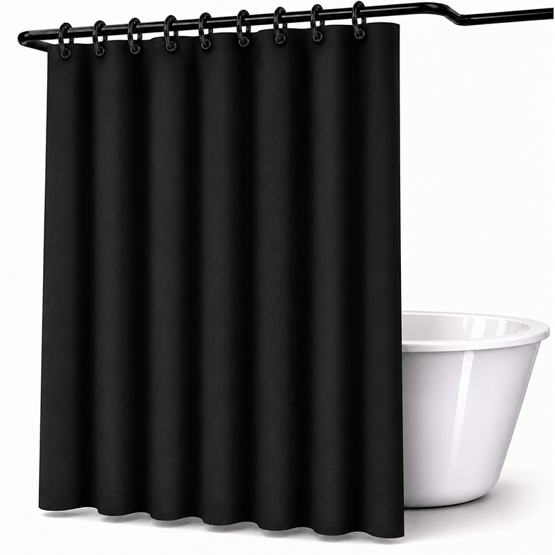 Cortina De Bano De Tela Impermeable 180*180cm + 12 Ganchos