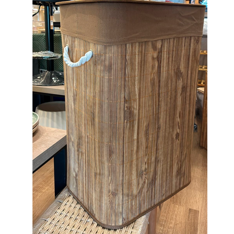 Canasto Cesto Ropa Sucia Pleglable Look Bambu Grande Tapa Im