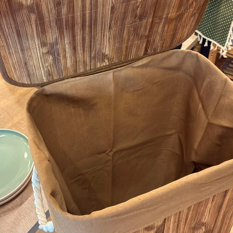 Canasto Cesto Ropa Sucia Pleglable Look Bambu Grande Tapa Im