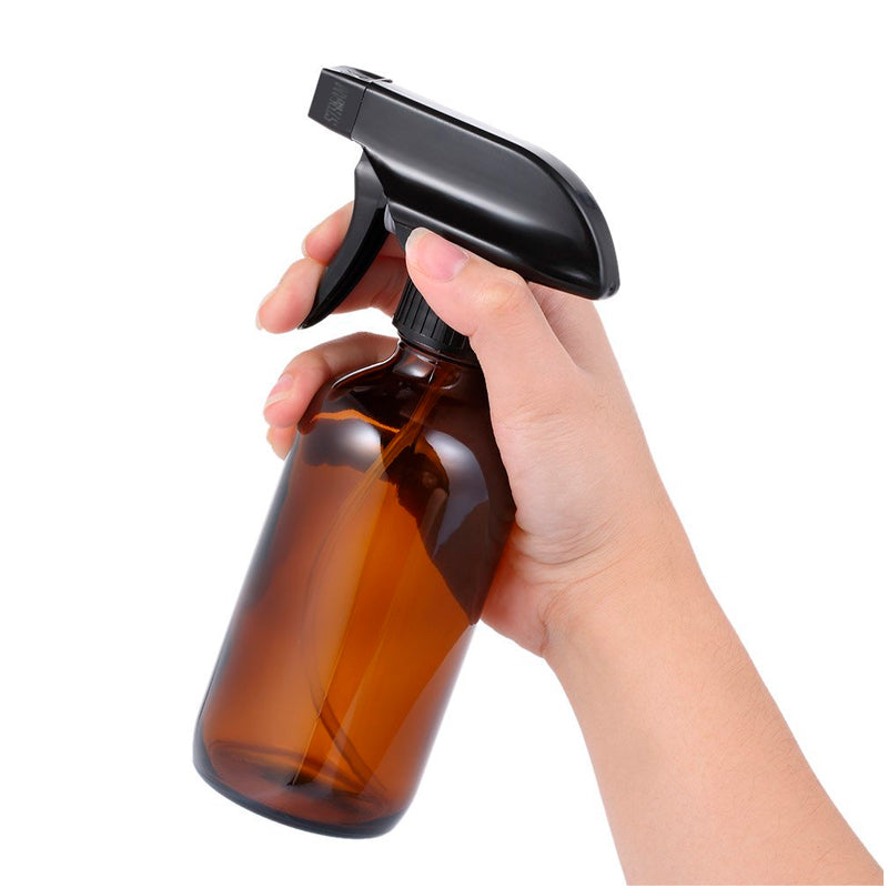 Botellas de Spray de Vidrio Ambar 500ml Paquete 2 Botellas Recargables con Base de Madera
