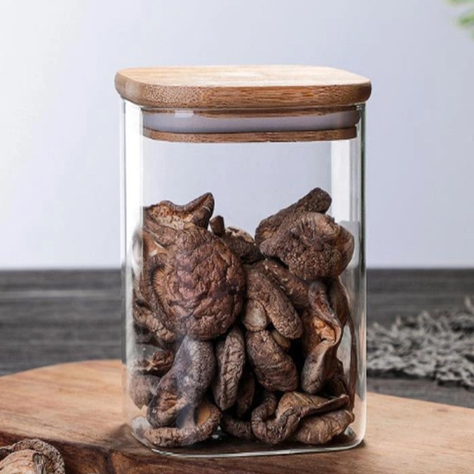 Tarro de Almacenamiento Hermético Recipiente de Vidrio Tapa de Bambú Contenedor de Alimentos 2300ml