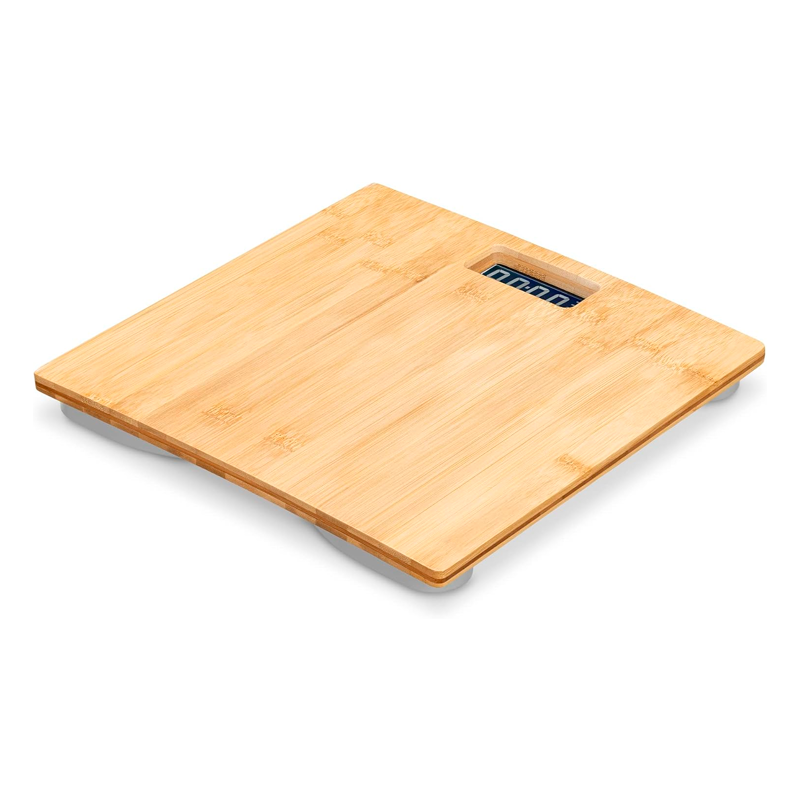 Báscula Digital de Bambú con Pantalla LCD Bascula de Baño 180kg Peso Corporal