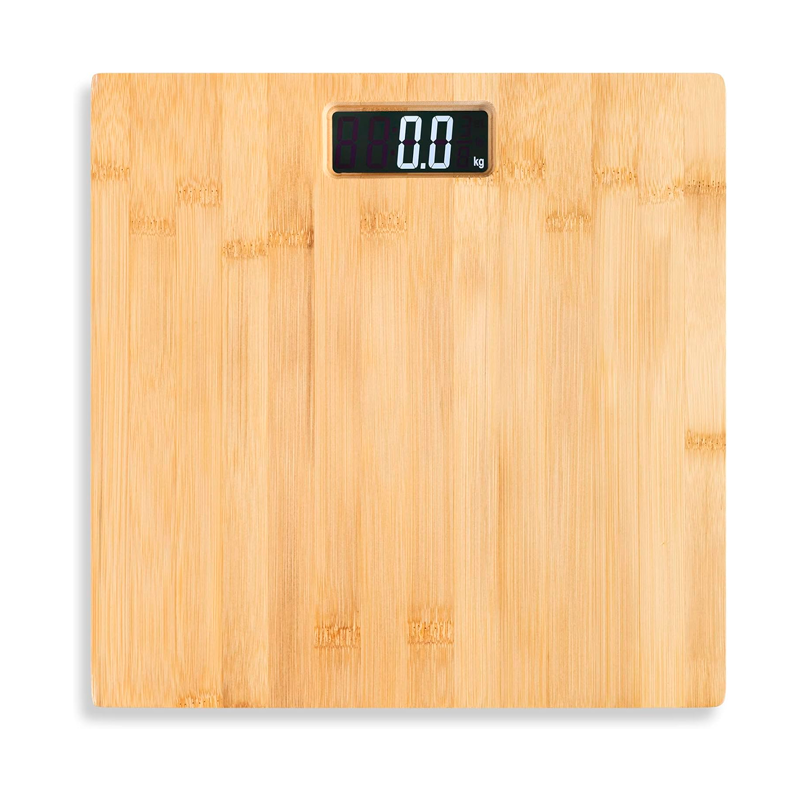 Báscula Digital de Bambú con Pantalla LCD Bascula de Baño 180kg Peso Corporal