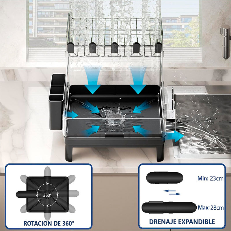 Escurridor De Platos Inoxidable De 2 Niveles Organizador De Cocina