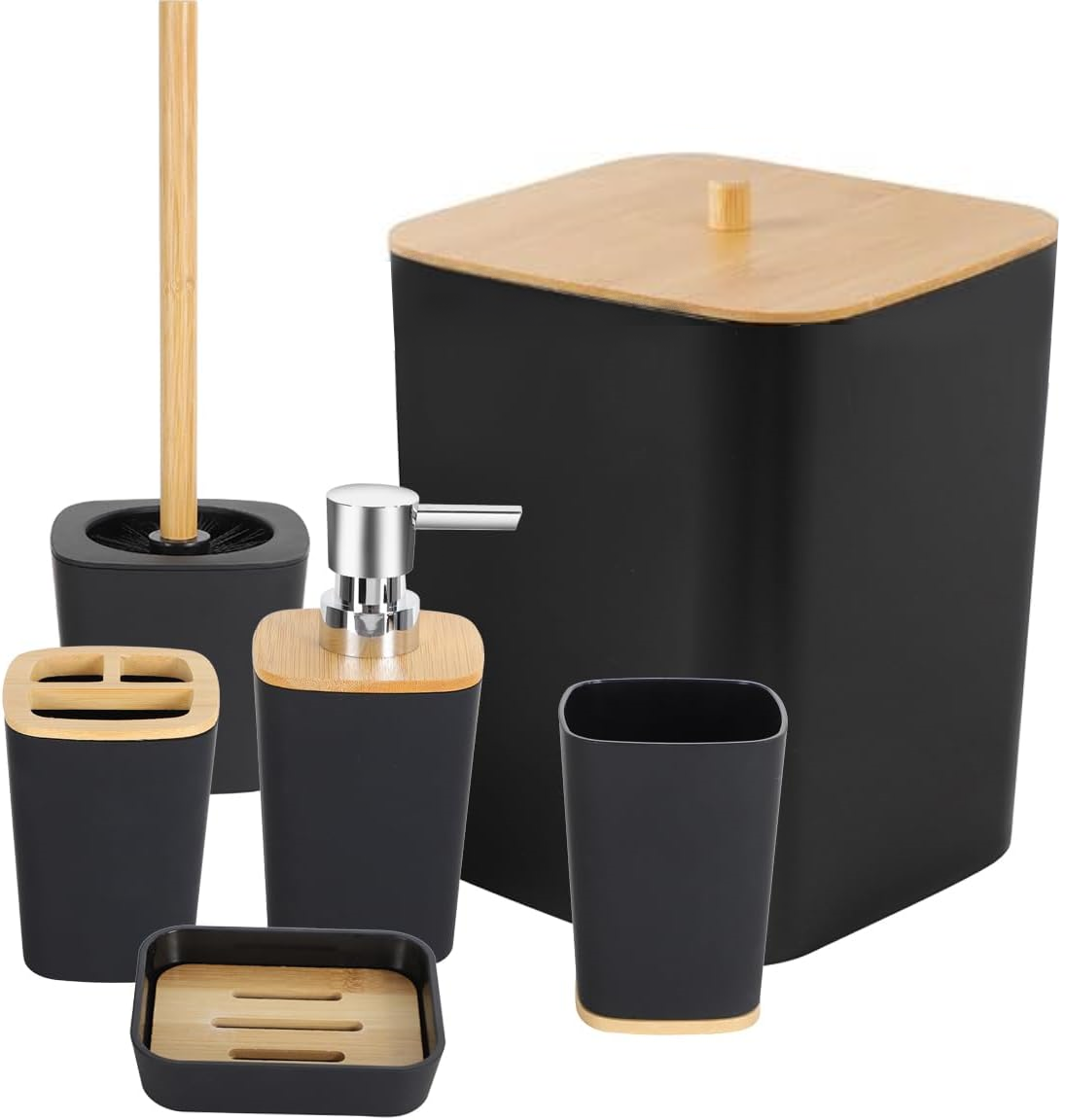 Juego Accesorios Set De Baño 6 Piezas Inoxidable Cepillo Wc