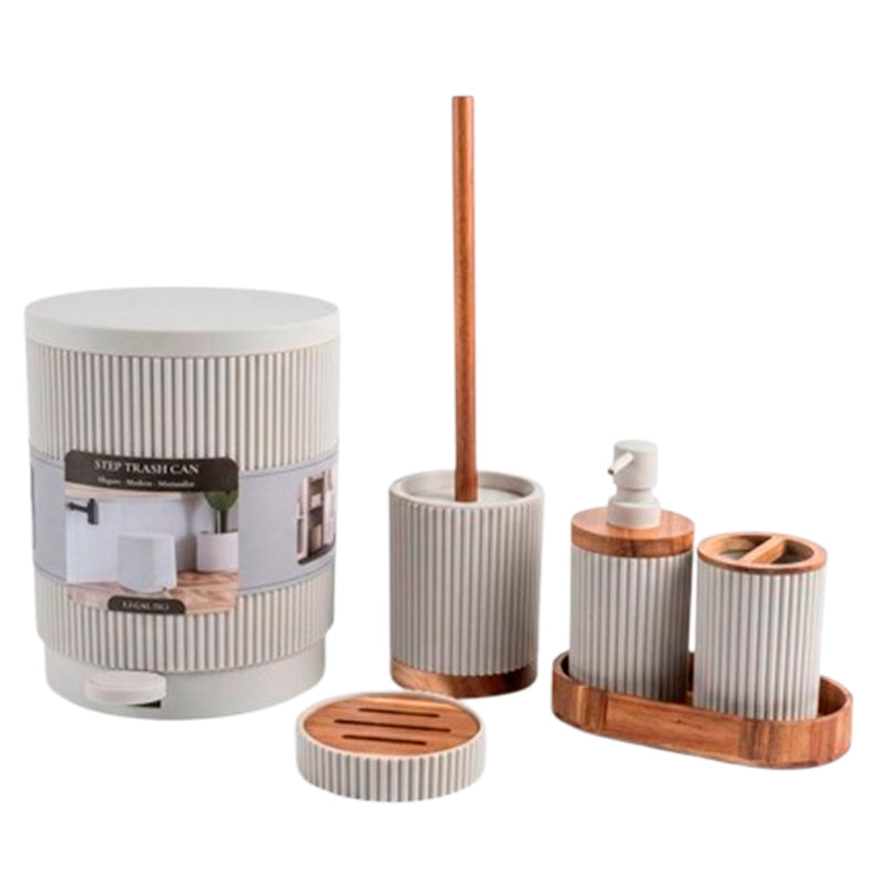 Juego de Accesorios para Baño Set de 6 Piezas Diseño Acanalado