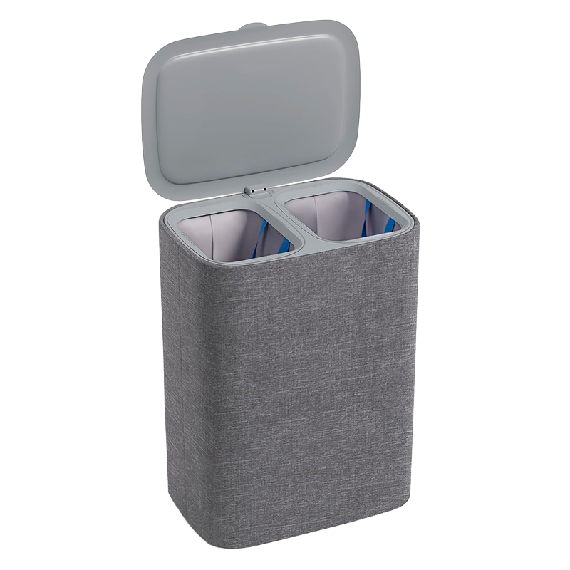 Canasto Doble Cesto De Ropa Sucia Pleglable Grande Con Tapa Gris