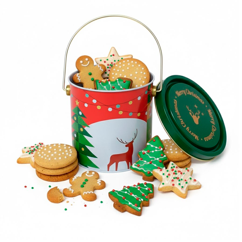 Caja para Dulces Navideños Con Asa De Transporte Tarro De Galleta