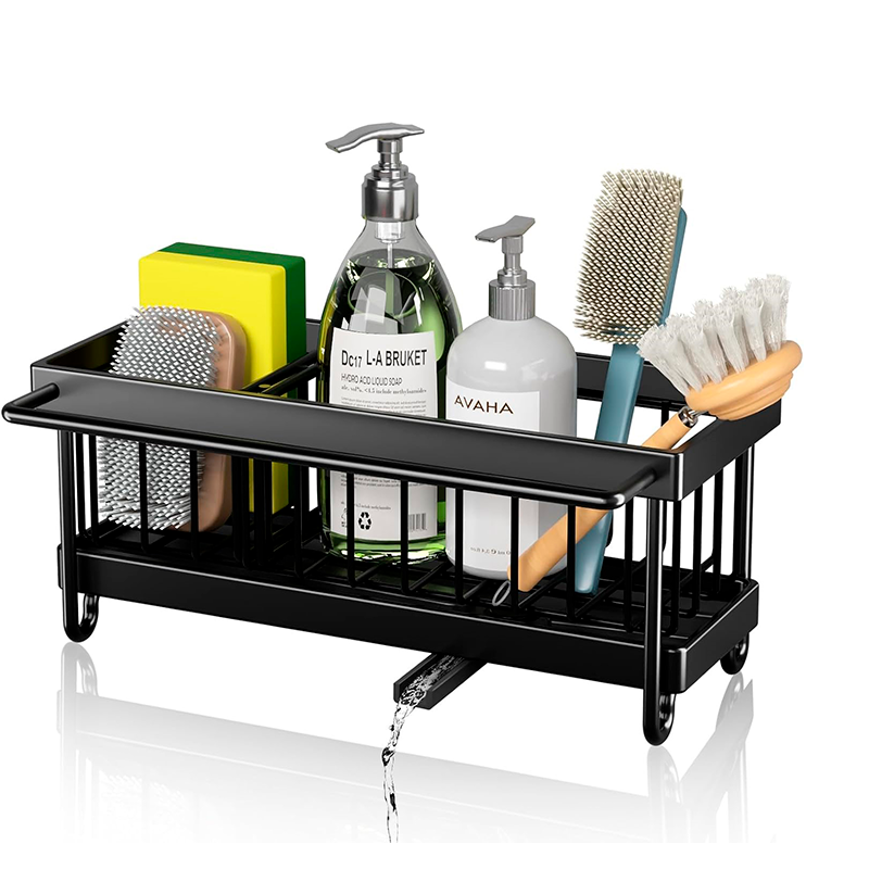 Rack de Almacenamiento para Fregadero con Tubo de Drenaje Giratorio Estante de Esponja
