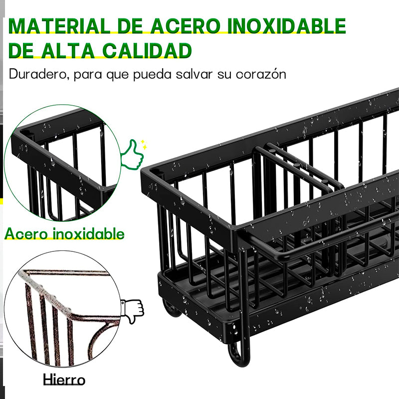 Rack de Almacenamiento para Fregadero con Tubo de Drenaje Giratorio Estante de Esponja