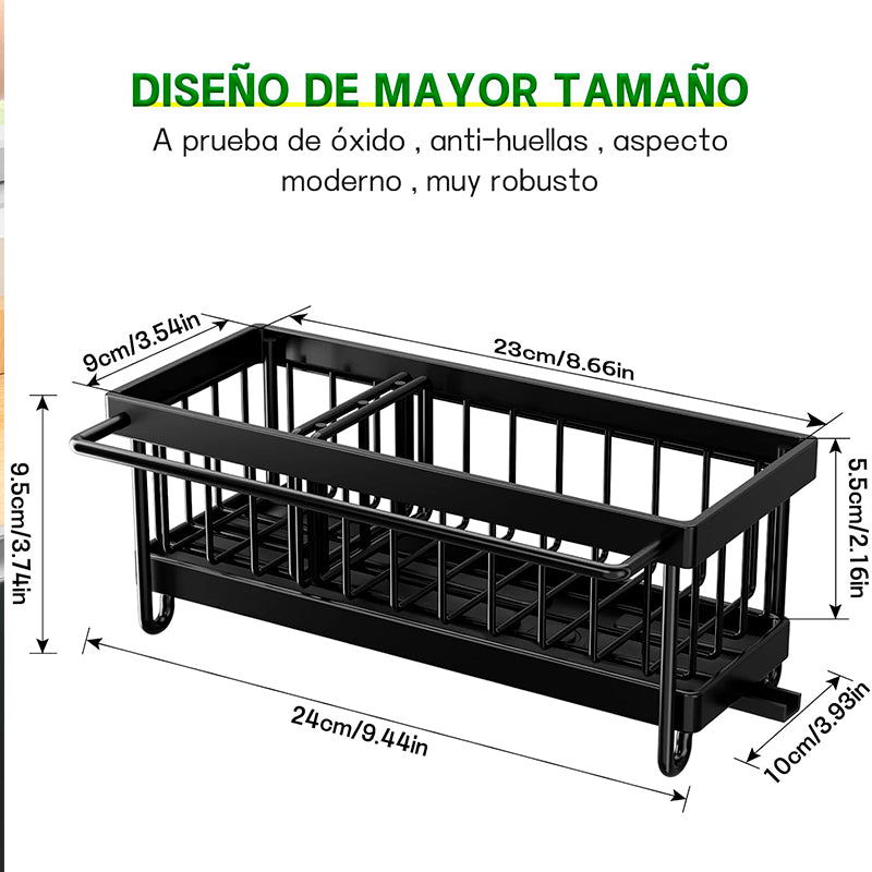 Rack de Almacenamiento para Fregadero con Tubo de Drenaje Giratorio Estante de Esponja