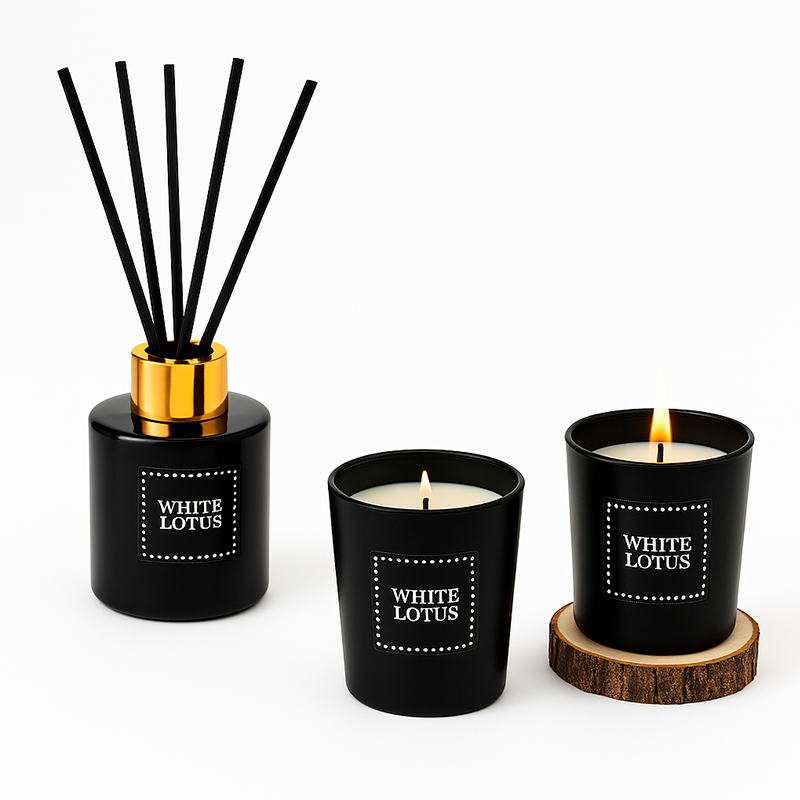 2 Velas Aromaticas + Difusor Con Varillas De Olor Aromatizan