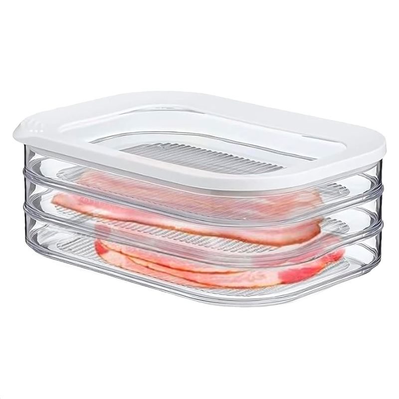 Organizador Refrigerador Acrilico Recipiente Carne 3 Niveles