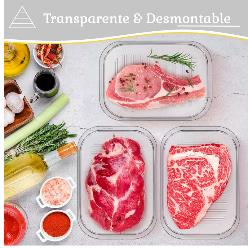 Organizador Refrigerador Acrilico Recipiente Carne 3 Niveles