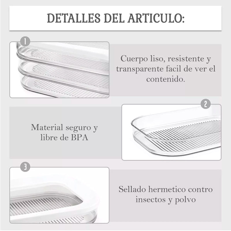 Organizador Refrigerador Acrilico Recipiente Carne 3 Niveles
