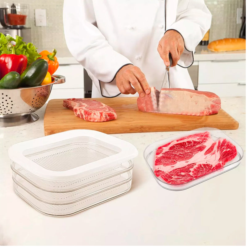 Organizador Refrigerador Acrilico Recipiente Carne 3 Niveles
