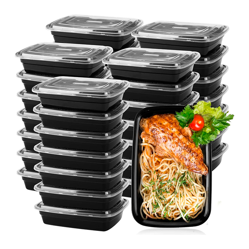 Recipientes Comida Pack 50pz Ecológico Reutilizable Negro