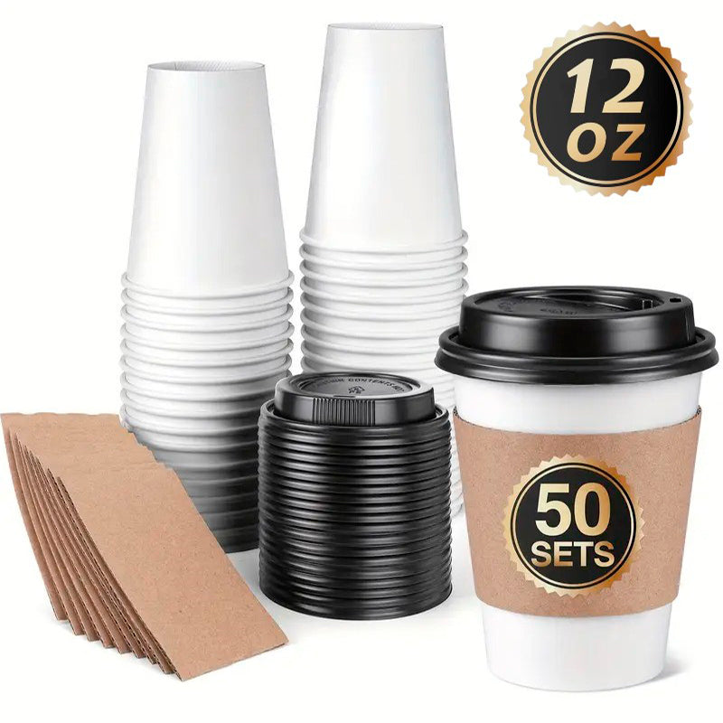 Vaso Cafe Kraft Vasos Polipapel Con Tapa Manga 12oz 50und