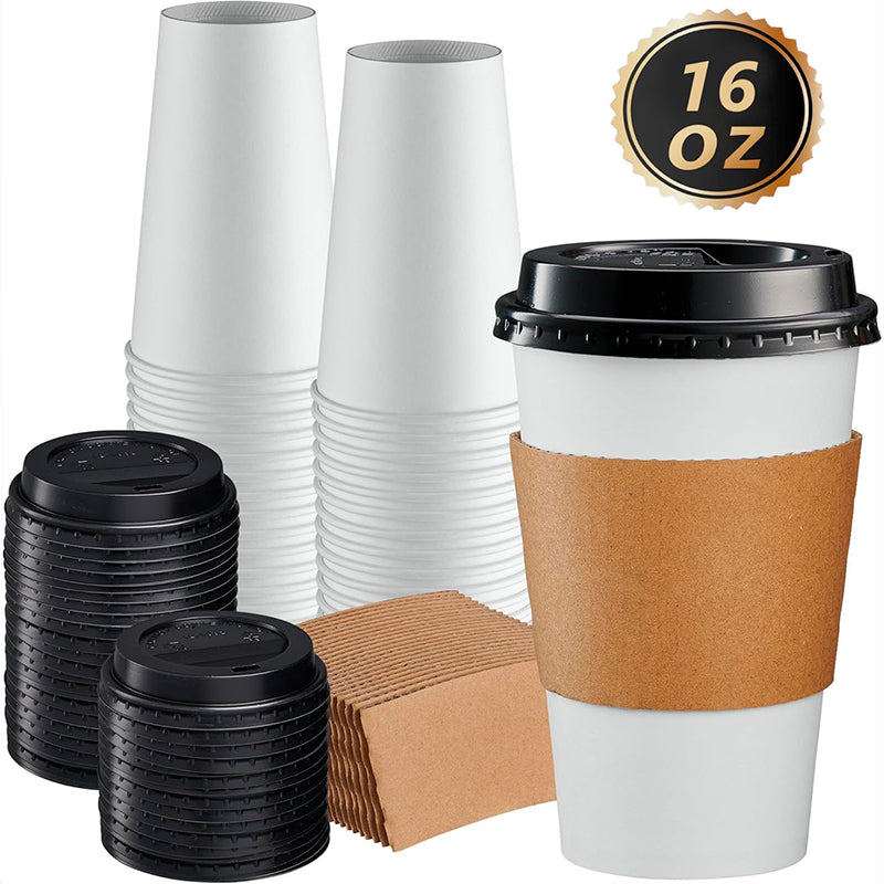 Vaso Cafe Kraft Vasos Polipapel Con Tapa Manga 16oz 50und