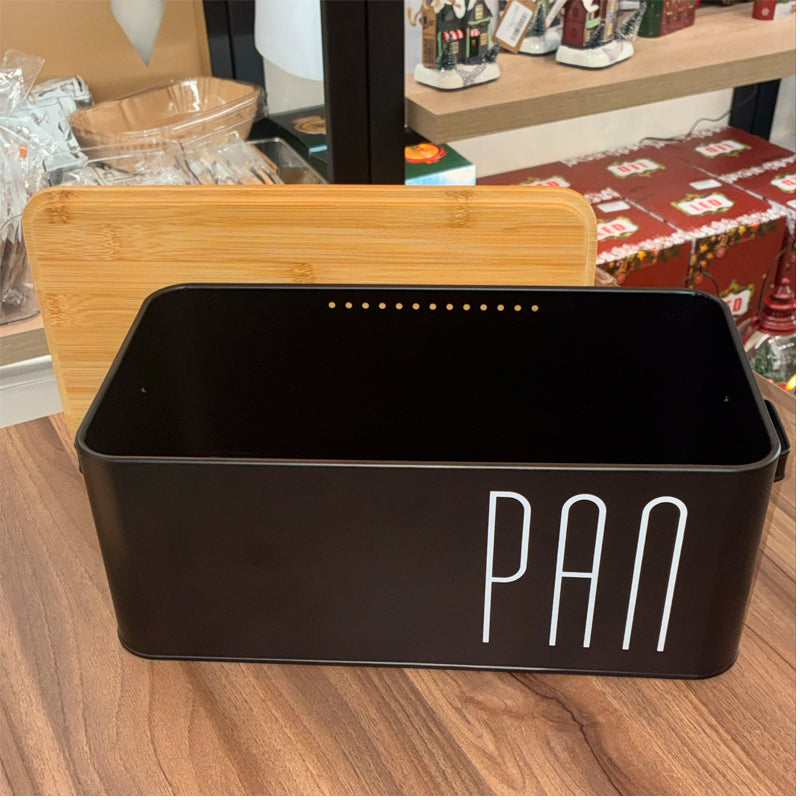 Paneras Caja de Pan Caja Acero Inoxidable con Tapa Tabla De Cortar De Bambú