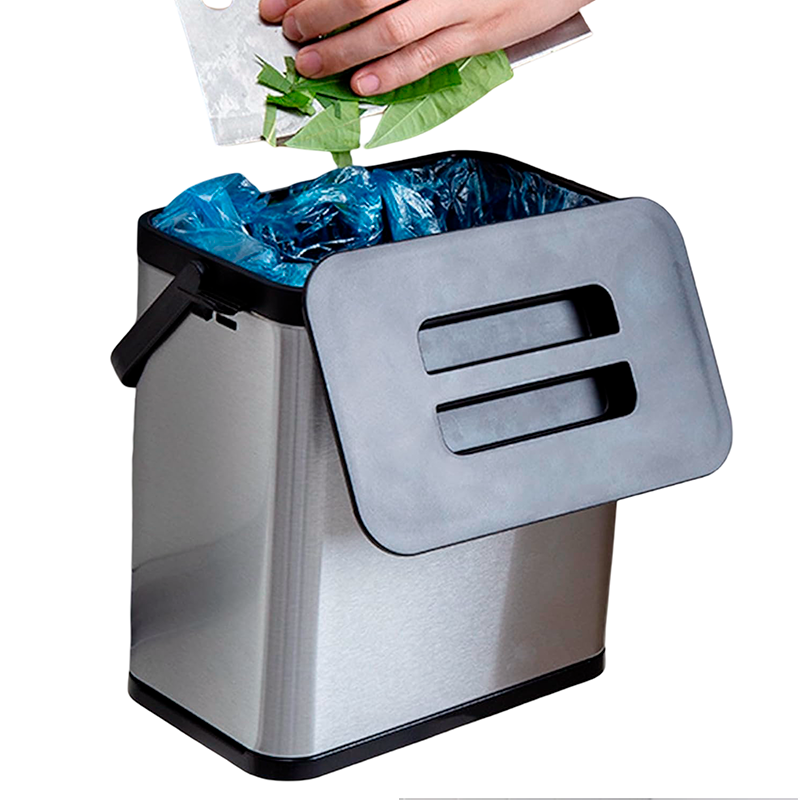 Cubo De Basura Colgante Tapa Para Armario Cocina Dormitorio Plateado