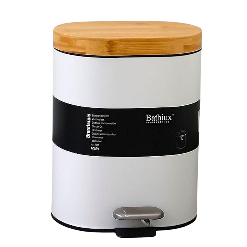 Cubo De Basura De Acero Inoxidable 6litros Basurero Hogar Blanco