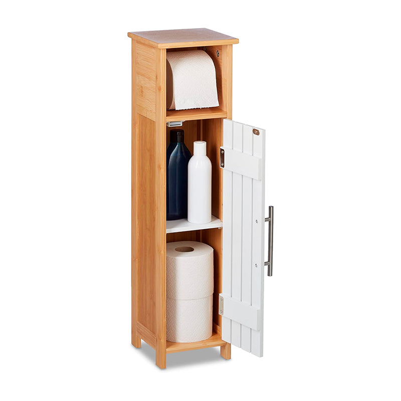 Porta Confort Soporte Papel Baño Armario Con Puerta Pequeño Blanco