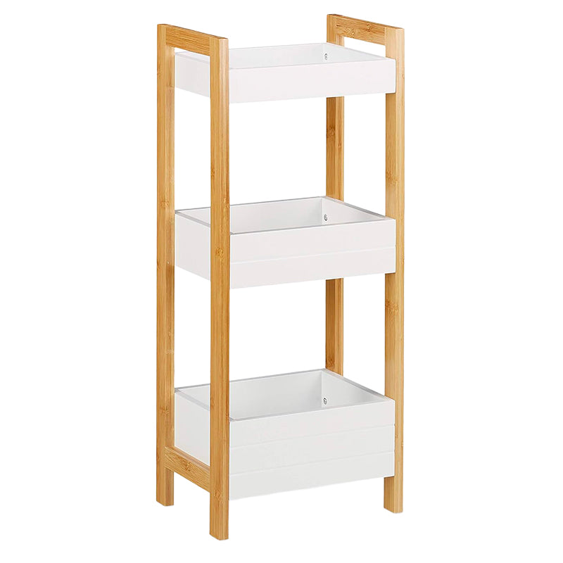 Mueble Baño Cocina 3 Niveles Con Cestas Estante Hogar Bambú Blanco