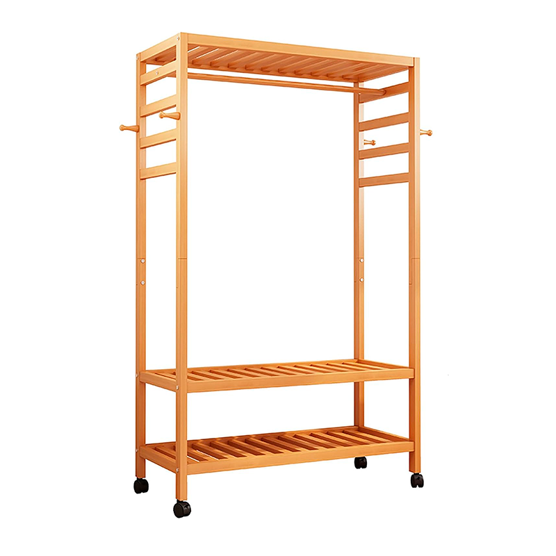 Perchero Organizador Colgador De Ropa De Bamboo Con Ruedas Bamboo