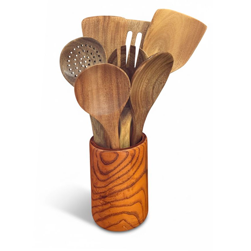 Set de Utensilios de Cocina 8 pzs Madera Natural