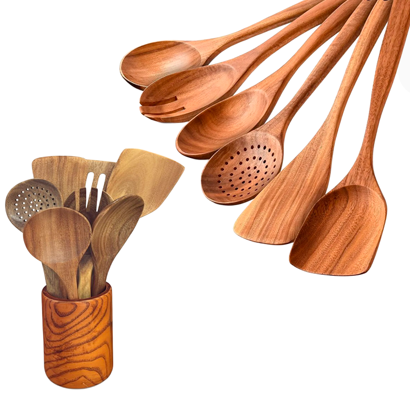 Set de Utensilios de Cocina 8 pzs Madera Natural