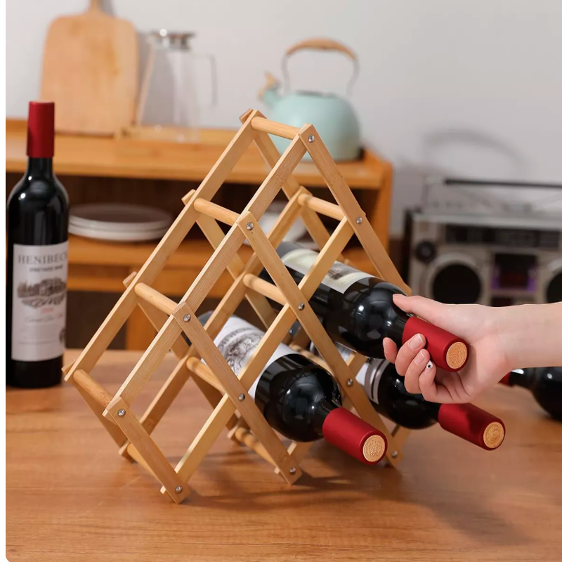 Porta Vino Botellas Plegable Soporte De Vino Madera 6 Pts